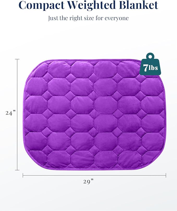 Kivik Small Weighted Blanket for Adult Travel Size, Weighted Lap Blanket 7 lbs, Calming & Relaxing, Unique, 29x24 inches, Purple
