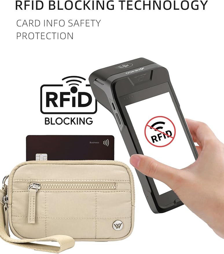 WESTBRONCO Wristlet Wallets for Women – RFID Blocking Quilted Nylon Phone Wallet, Card Holder Purse for Travel & Everyday Use