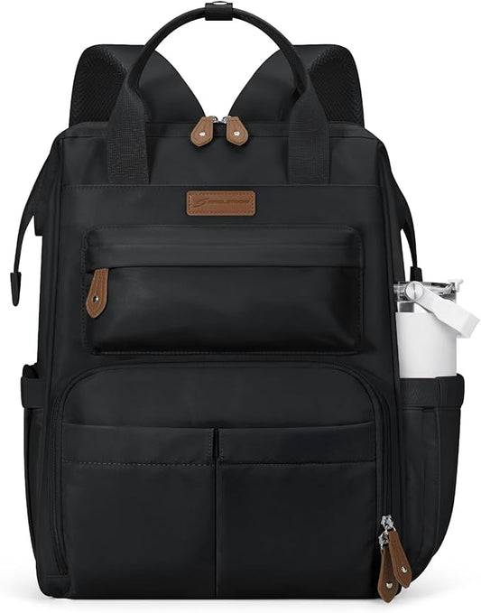 Maelstrom Laptop Backpack, Fits 15.6-17.3 Inch Travel Backpack Gift for Women Men, Waterproof College School Computer Bag, Anti-theft Business Work Bag with Luggage Strap (Black, 15.6 Inch)