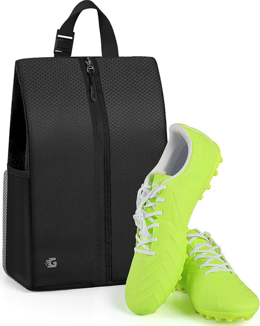 Smell Proof Shoe Bags for Travel-Soccer Cleat Bag Smell Proof with Active Carbon Fabric | Odor-Absorbing Water-Resistant Track Shoe bags for Sports (Black with Black, UP TO US14)