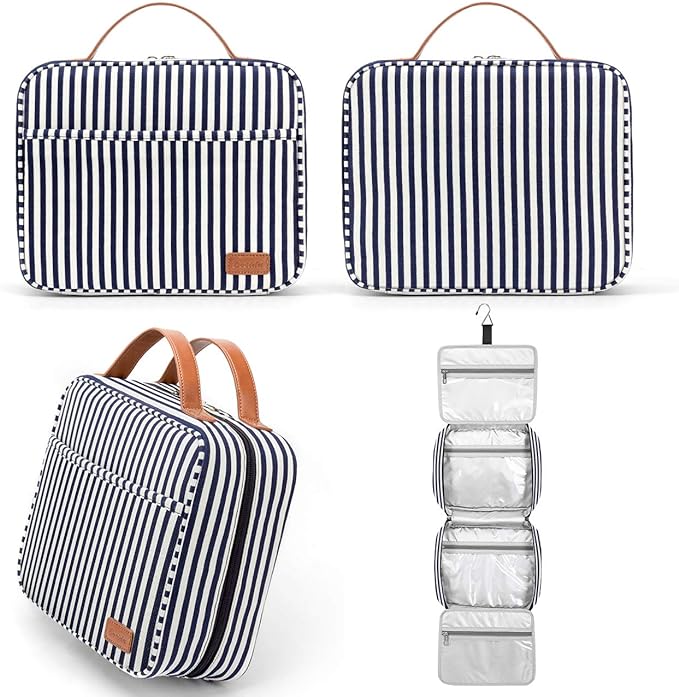 Bosidu Hanging Travel Toiletry Bag,Large Capacity Cosmetic Travel Toiletry Organizer for Women with 4 Compartments & 1 Sturdy Hook,Perfect for Travel/Daily Use/Christmas