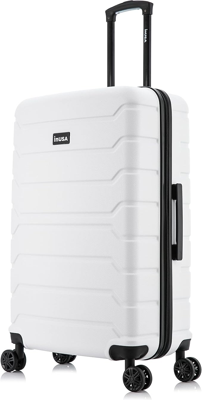 InUSA TREND Luggage with Spinner Wheels | Durable Lightweight Hardside Suitcase, Travel bag with Handle and Trolley, 28-Inch Large Checked luggage | White