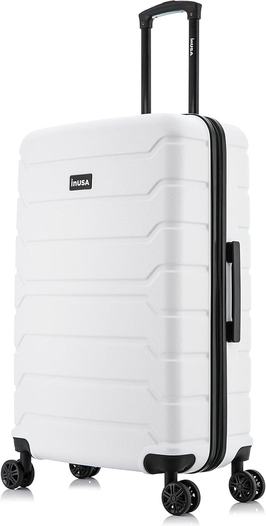 InUSA TREND Luggage with Spinner Wheels | Durable Lightweight Hardside Suitcase, Travel bag with Handle and Trolley, 28-Inch Large Checked luggage | White