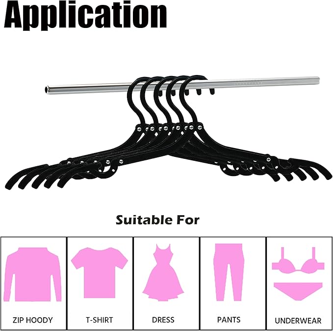 Foldable Travel Hangers Portable Plastic Folding Clothes Hangers Travel Accessories Drying Rack Folding Hangers for Traveling Camping RV Cruises Dormitory School Hotel (30, Black)