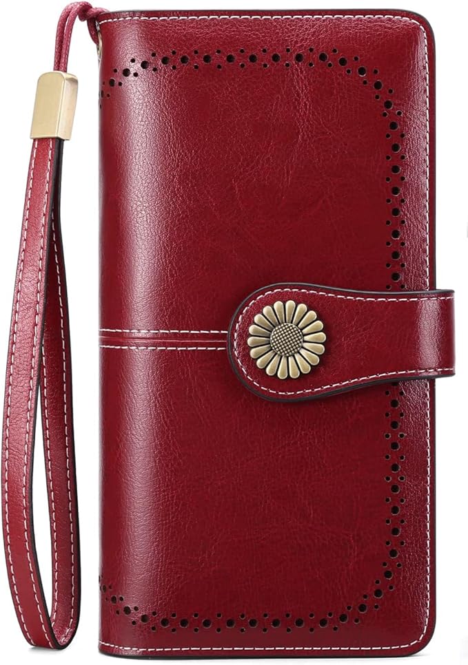 SENDEFN Wallets for Women Leather Credit Card Holder with RFID Blocking Large Capacity Wristlet | with RFID Blocking, Large Capacity, Wristlet, with RFID Blocking, Large Capacity, Wristlet