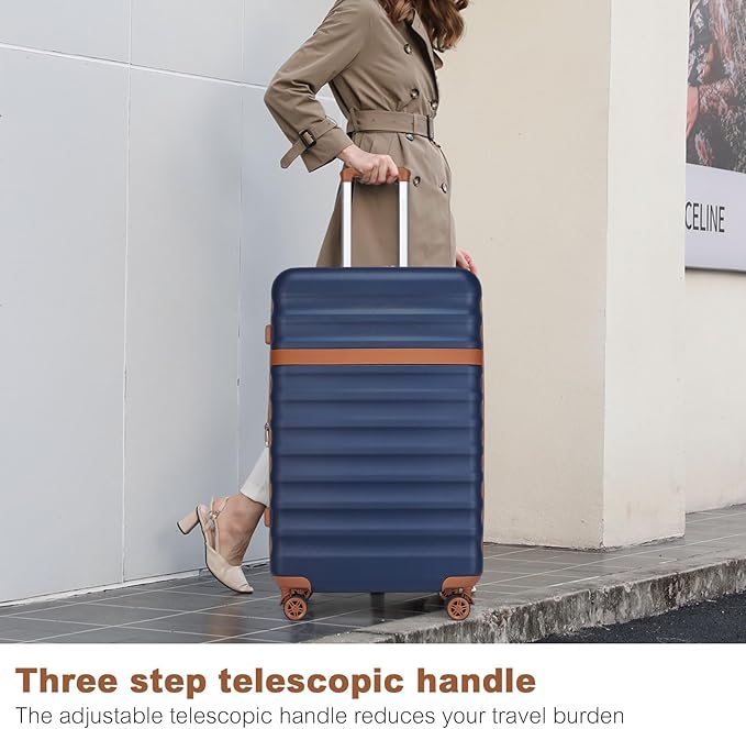 Kono Expandable 28 Inch Large Checked Luggage: ABS+PC Hardside Trolley Travel Case Hard Shell Suitcase with TSA Lock,Navy