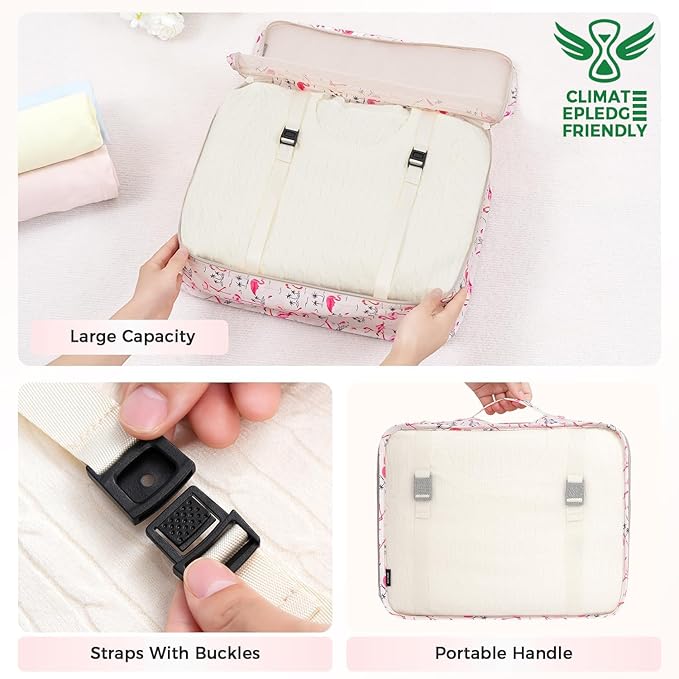 BAGAIL 8 Set Packing Cubes Luggage Packing Organizers for Travel Accessories-Pink Flamingo