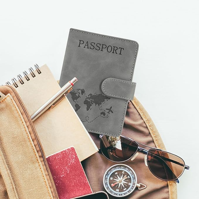 ACdream Passport Holder for Travel Essentials, Rfid Blocking Passport Wallet Cover Case for Travel Must Haves Accessories, Book Holders for Women/Men- Grey