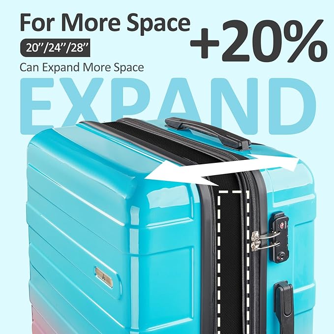 24inch Luggage with Spinner Wheels, Lightweight PC+ABS Hard Shell Suitcases, Expandbale Storage & TSA Aprovel Lock