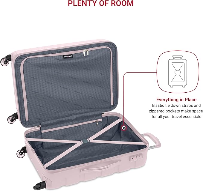 SwissGear 7366 Signature Hardside Expandable Luggage with Spinner Wheels and TSA Lock, Weekender Tote, Pink, 2-Piece Set (Weekender/27)