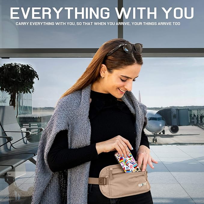 Money Belt For Travel Wallet Belt Passport Holder Travel Pouch to Protect You With RFID Transmissions –Secure, Hidden