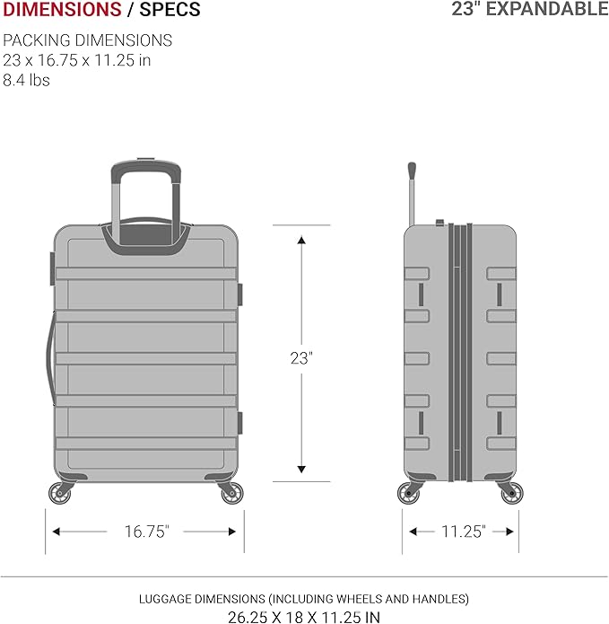 SwissGear 7366 Signature Hardside Expandable Luggage with Spinner Wheels, TSA Lock, Green, Checked-Medium 23-Inch