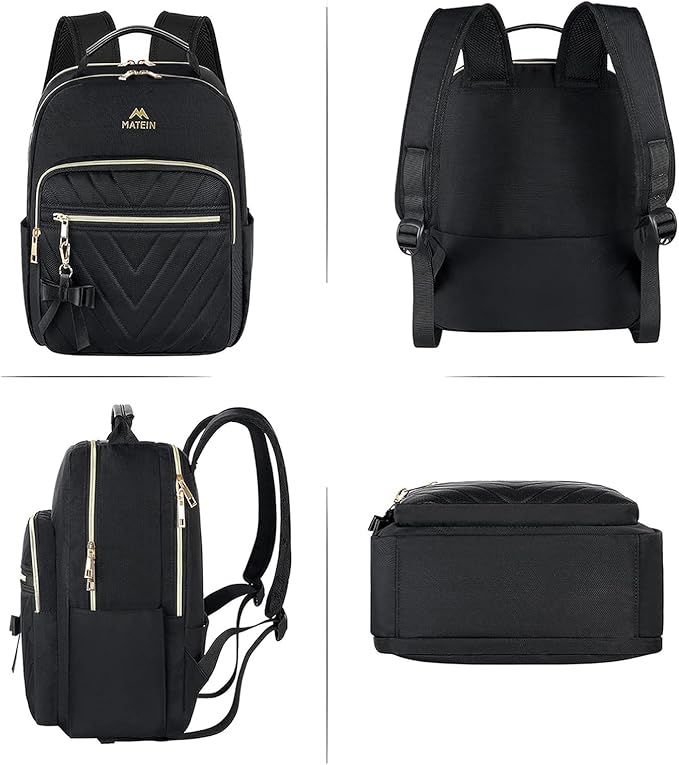 MATEIN Mini Backpack for Women, Waterproof Stylish Daypack Purse Shoulder Bag, Lightweight Small Casual Daily Travel Backpack Mochilas Para Mujer, Lady Girls Gifts for Work School, 2pcs Sets, Black