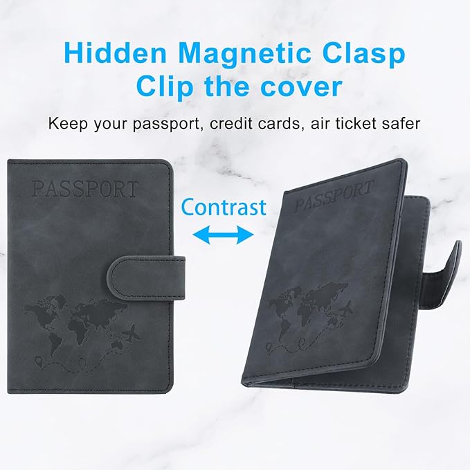 ACdream Passport Holder for Travel Essentials, Rfid Blocking Passport Wallet Cover Case for Travel Must Haves Accessories, Book Holders for Women/Men, Black