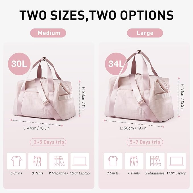 BAGSMART BAGSMART Gym Bag for Women, Carry on Weekender Overnight Bag, Travel Duffel Bags with Trolley Sleeve, Personal Item Travel Bag Tote Bag Workout Dance Bag(Orange-Large)