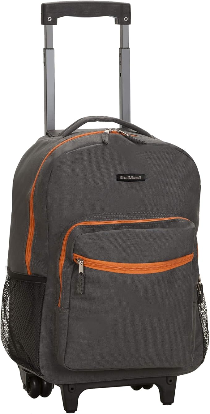 Rockland Double Handle Rolling Backpack, Charcoal, 17"