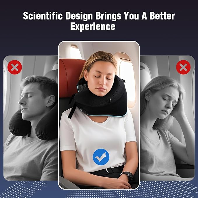 Teemour Neck Pillow for Traveling, Travel Neck Pillows for Airplanes, GIFS for Mom Memory Foam Airplane Pillow for Long Flight, Travel Essentials, Design for Airplane, Car & Office