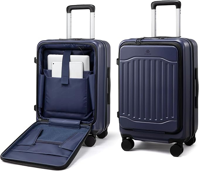 LOVEVOOK Carry On Luggage 22x14x9 Airline Approved, Expandable Hard Shell Suitcase with Spinner Wheels, USB Charging Port & Front Pocket, PC Hardside Rolling Luggage with TSA Lock for Travel