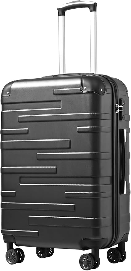 Coolife Hardside Carry-On Luggage with TSA Lock, Spinner Wheels, Telescopic Handle, Lightweight Suitcase (Grey, S(20in_carry on))