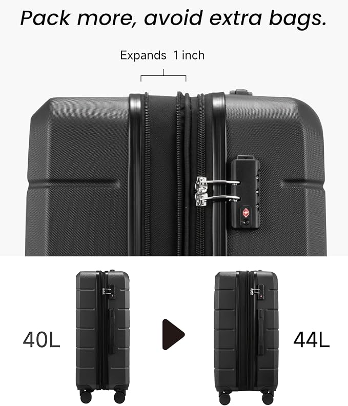 Carry On Luggage 22x14x9 Airline Approved, Expandable ABS Hardside Suitcase with Spinner Wheels & TSA Lock, Lightweight Travel Suitcase for Business (20 in, Blue)