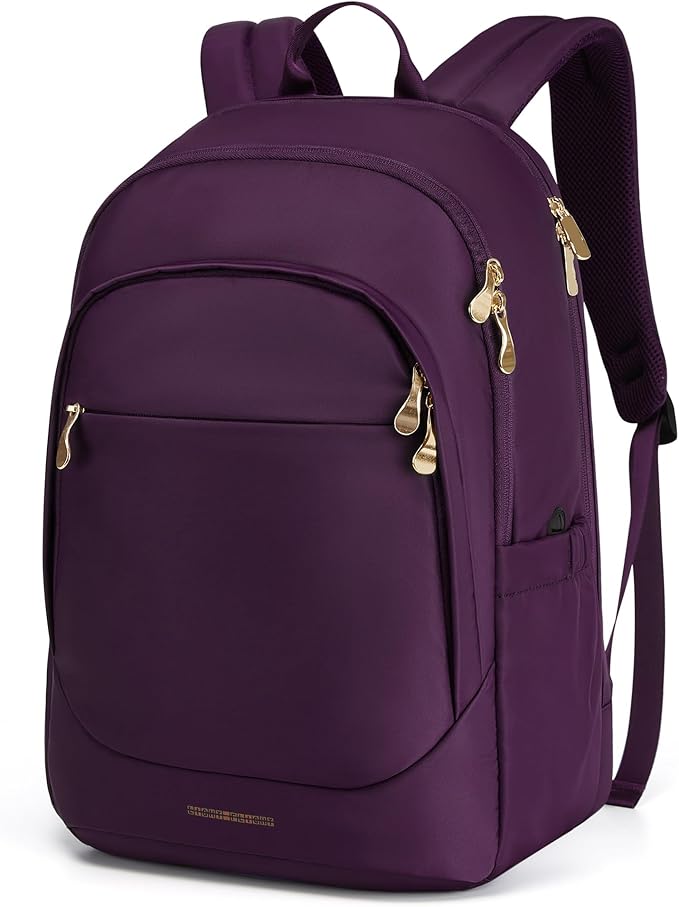 LIGHT FLIGHT Travel Laptop Backpack Women, 17.3 Inch Laptop Backpack with USB Charging Hole, Water Resistant College Bookbag, Black Computer Backpacks for Work,05-purple…