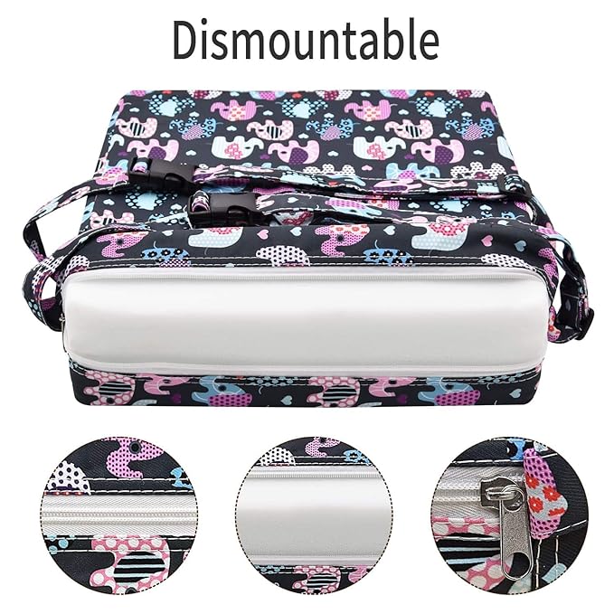 Booster Seat for Kitchen Chair - Washable Toddler Booster for Dining Table, Portable Travel Increasing Cushion for Kid (Elephant)