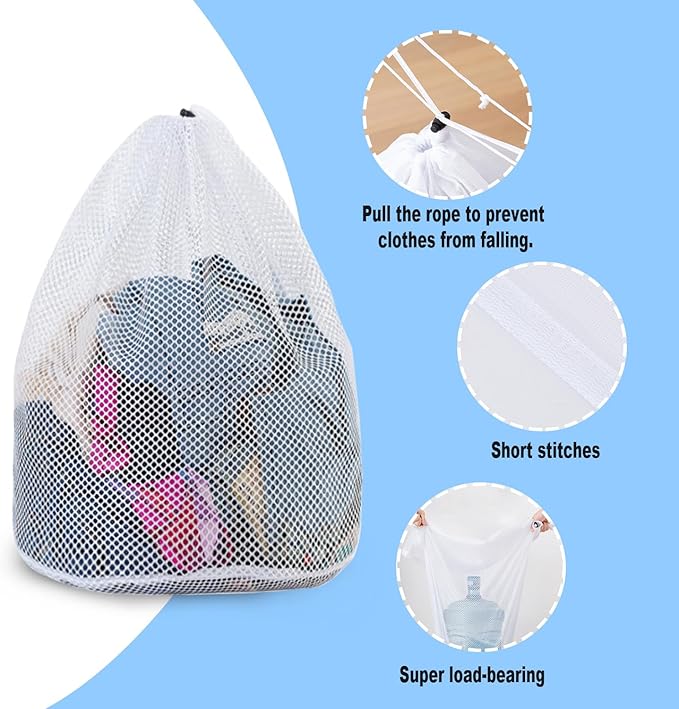 Extra Large Mesh Laundry Bags Washing Bag 6Pack Delicates Bag and Zipper Laundry Bag Jumbo for Washing Machine Large Mesh Bags for Blankets, Bedding, Coats, Toys (6PCS-XXXL)