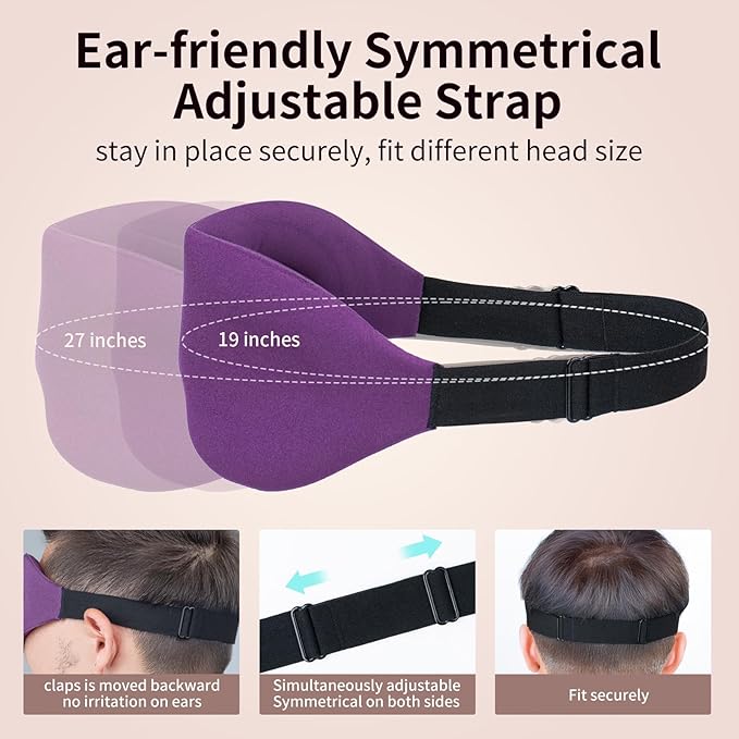 Sleep Mask, Blackout 3D Contoured Sleeping Eye Mask, Upgraded Eyelash Friendly Night Blindfold with Adjustable Strap, Lightweight Soft Eyeshade for Women Men, Concave Cup Eye Cover for Travel Nap
