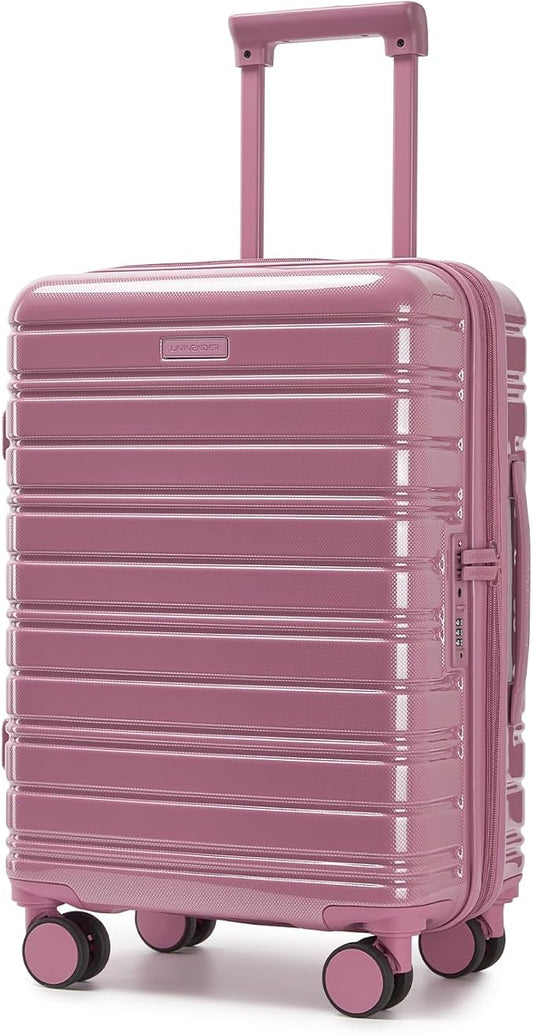 LARVENDER Carry On Luggage 22x14x9 Airline Approved, 20 Inch Expandable PC+ABS Hardside Suitcase Carry On Luggage with Spinner Wheels TSA Lock for Women Men (Silk Rose)