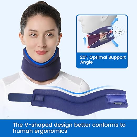 VELPEAU Neck Brace for Neck Pain and Support -Soft Cervical Collar for Sleeping in Bed, Snoozing, Sleeping Upright, Anti-Snoring, Sleep Apnea for Women & Men(Blue, Comfort Version, S: 10.5-11.5"/2.7")