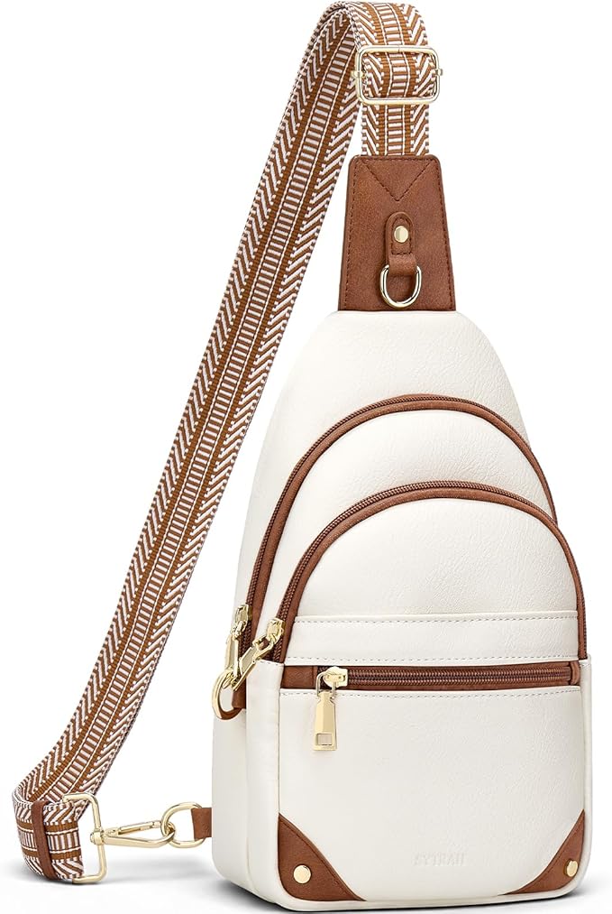 SYTRAH Anti Theft Crossbody Bags for Women, RFID Sling Bag Travel Purse, RFID Cross Body Purses Chest Bag for Travel Beige Brown