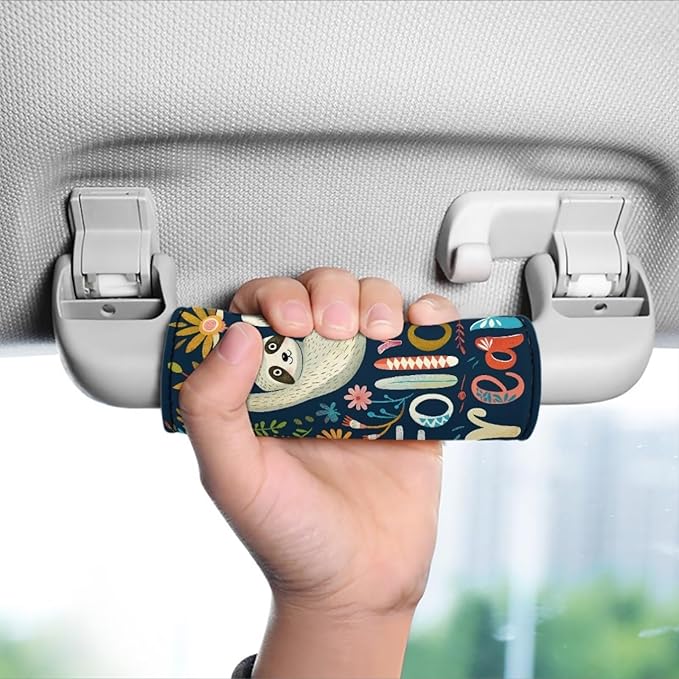 BIGCARJOB Cute Sloth Luggage Handle Cover Replacement 2 Pieces Follow Your Dream Sloth Suitcase Identifier Protective Cover Trolley Case Grip Travel Luggage Handle Wrap Luggage Accessories