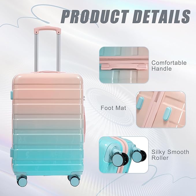 Hardshell Luggage, Lightweight Durable PC Suitcase with Spinner Wheels 20/24/28