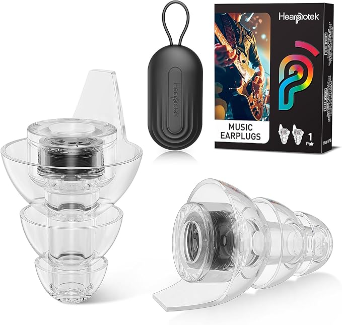 Hearprotek Hi-Fi Spirit Concert Ear Plugs, High Fidelity Silicone Music Earplugs for Concerts, Noise Reduction, Hearing Protection, Motorcycle, Musicians, Rave, Dj, Tinnitus Relief (Medium Size)