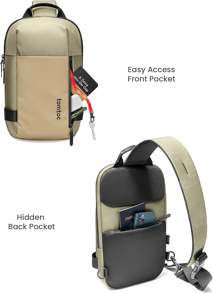 tomtoc 5L Compact Sling Backpack for Men Women, Lightweight Crossbody Shoulder Bag for 2026 11-inch iPad Air M4/M3, iPad Pro M5/M4, iPad A16, Nintendo Switch 2/Rog Xbox Ally X, EDC Daypack - XS Size