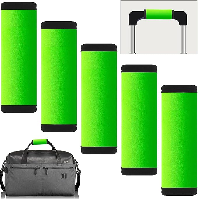 Hibate 5pcs Neoprene Luggage Handle Wrap for Suitcase Identifier Luggage Makers Covers Wraps Travel Accessories - Fluorescent Green