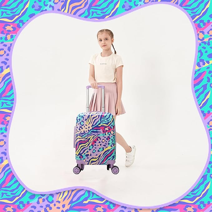 Kids Carry on Luggage Sets 2 Piece Rolling Suitcases for Girls Women with Wheels Suitcase with Travel Pillow Airplane Approved