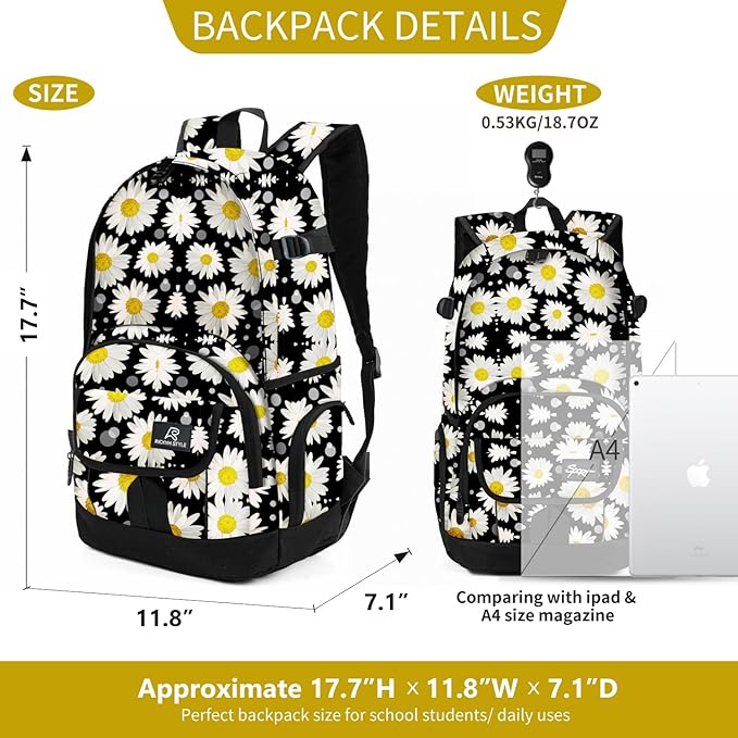 rickyh style School Backpack Travel Bag for Men & Women Lightweight College Back Pack with Laptop Compartmen