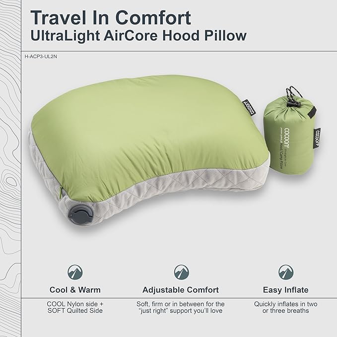 COCOON- Premium - Ultralight AirCore Hood Pillow - Wasabi Green