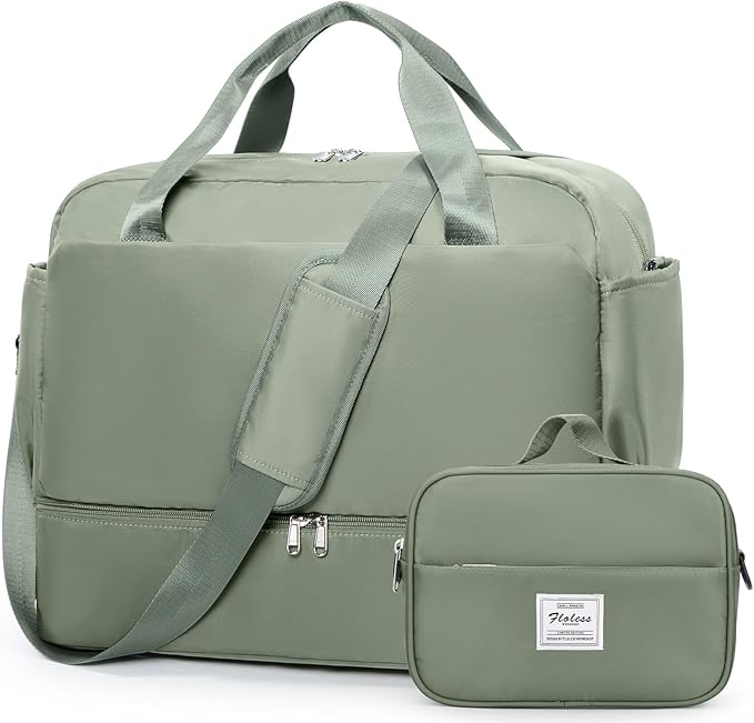 Travel Duffel Bags for Women, Carry-on Overnight Weekender Bag with Wet Pocket & Toiletry Bag, For Spirit Airlines 18x14x8 Personal Item Bag