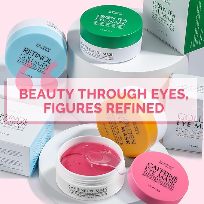 Under Eye Patches for Puffiness Kit: 120 Pcs Green Tea & Caffeine Eye Mask for Dark Circles and Anti-Aging - Day & Night Skin Eye Pads with Niacinamide, Collagen, Hyaluronic Acid & Vitamin C (2 Pack)