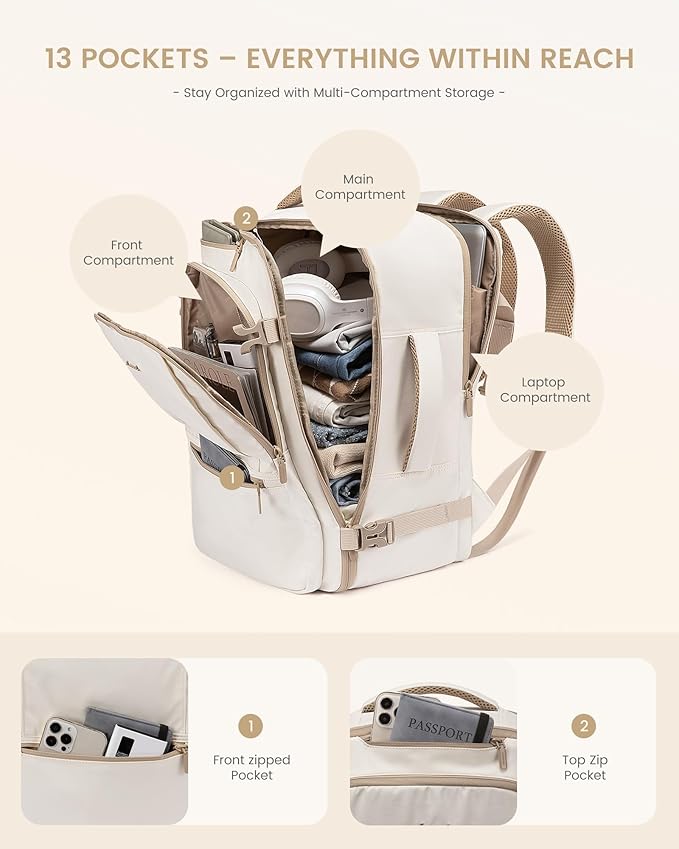 LOVEVOOK Travel Backpack for Women & Men, 60L Large Carry On Backpack Airline Approved, TSA Personal Item Weekender Bag, Laptop Backpacks with 3 Packing Cubes for Travel Essentials, Waist Belt