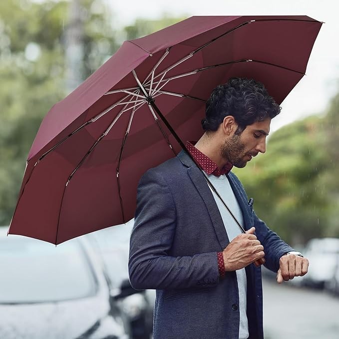 G4Free 54 Inch Large Compact Windproof Golf Umbrella for Rain Oversized Auto Open Close Folding Travel 10 Ribs Vented Double Canopy Umbrella for Women Men