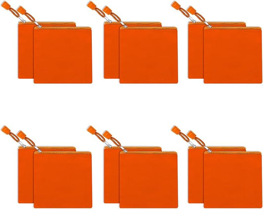 12 Pack DIY Craft Cotton Canvas Bag, Multi-Purpose Cosmetic Bag Makeup Pouches with Zipper Travel Toiletry Bag (XS, Orange)
