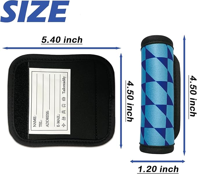 5 Pack Luggage Handle Wrap, Neoprene Suitcase Handle Cover, Bright Color Luggage Identifier for Easy Airport Pickup, Soft Grip Travel Accessories for Cruise Airplane, Blue