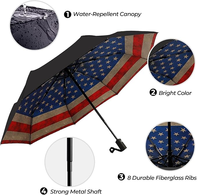 LLanxiry Compact Travel Umbrella, 44" Canopy, Automatic Open/Close Windproof Umbrella, 210T Pongee, 8-Rib Fiberglass, Travel Size Mini, Portable Rain/Sun Umbrellas UPF 50+ with Cover