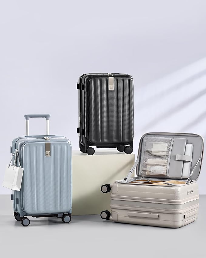 Hanke 26 Inch Expandable Luggage Top Opening Checked Bag Luggage Hard Shell Suitcases with Wheels Lightweight Travel Luggage Heavy Duty Luggage Suitcase with Lock for Woman Men-Grey