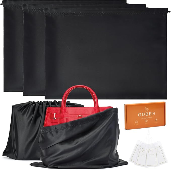 3 Pack Dust Bags for Purses and Handbags，Silk Purse Dust Bags for Storage， With Drawstring Large Dust Bags for Handbag， Dust Covers for Purse Shoes Boots