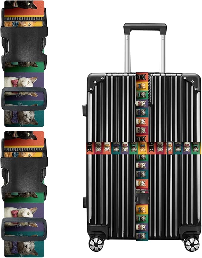 Nuxovilar Luggage Straps of 2 Set Solid Black Pattern, 1.96x90.5 inches - Luggage Straps for Suitcases, Nice for Business Travel, Formal Trips, Daily Use