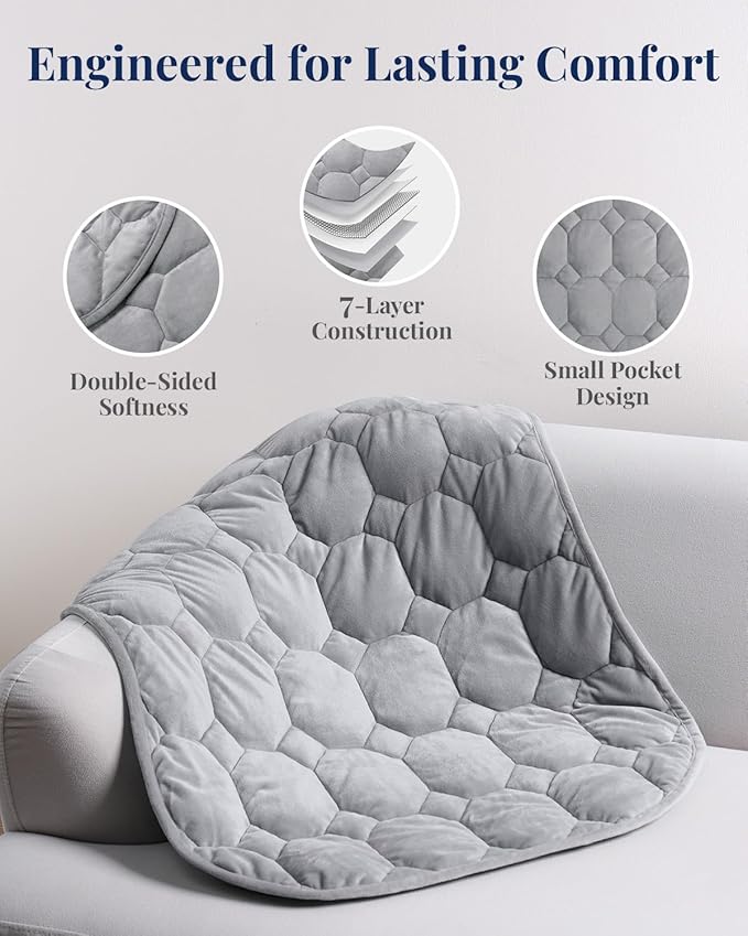 Kivik Weighted Lap Blanket, 7 lbs Weighted Lap Pad for Adults, Small Travel Weighted Blanket for Relaxation, Portable & Breathable, Grey, 24"x29"